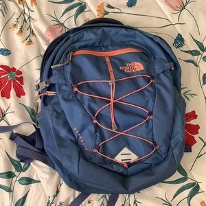 North Face Borealis purpleish blue and pink backpack